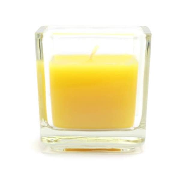 Zest Candle CVC-041 Yellow Citronella Square Glass Votive Candles -12pc-Box CVC-041 - main